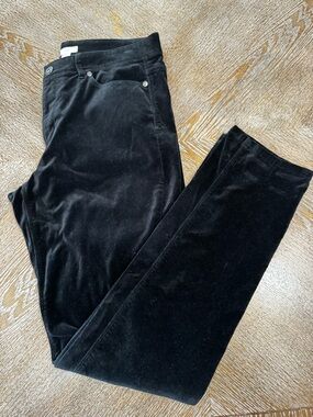 J. JILL Black Velvet Pants Sz 10Tall  Waist 34” Inseam 31” Mid Rise